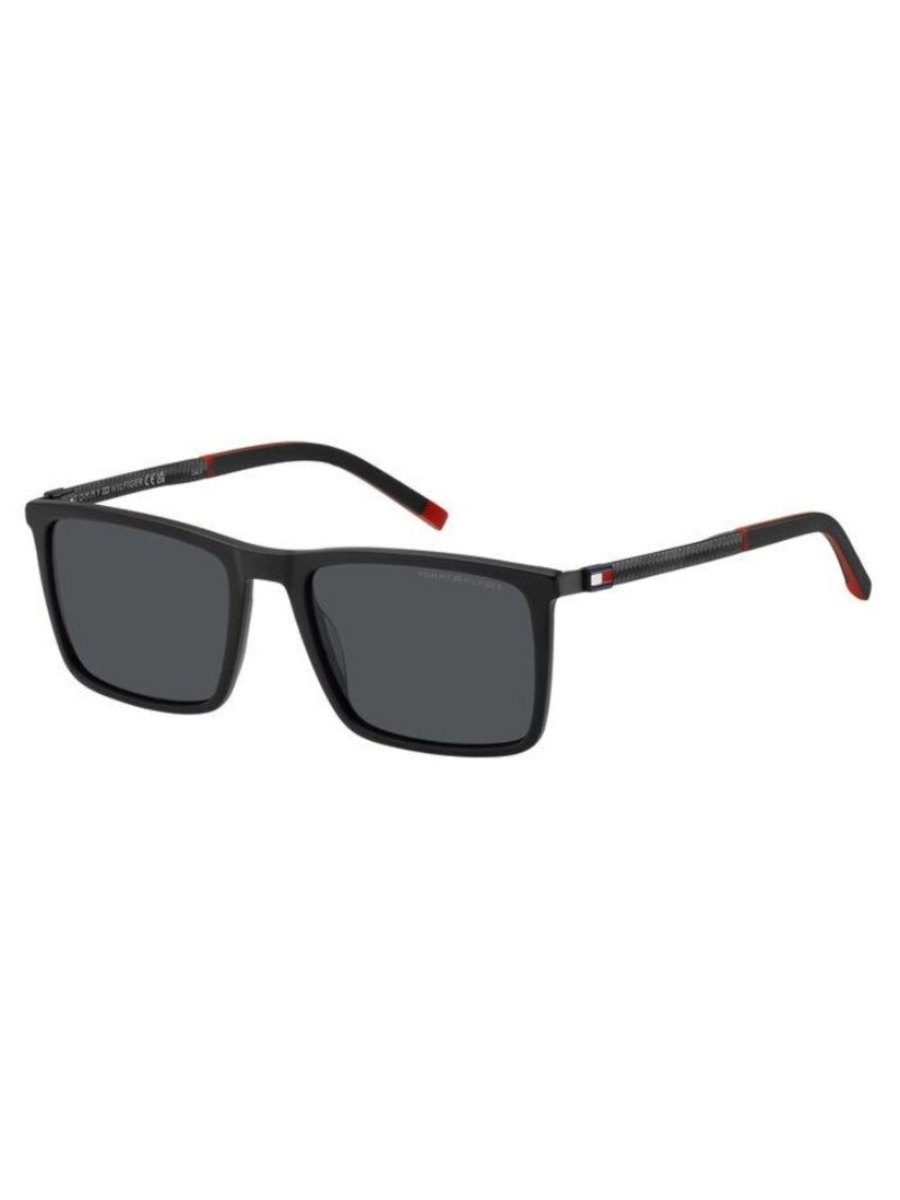 New Tommy Hilfiger Men's Sunglasses Black Square Grey Lens Acetate Frame TH 2077